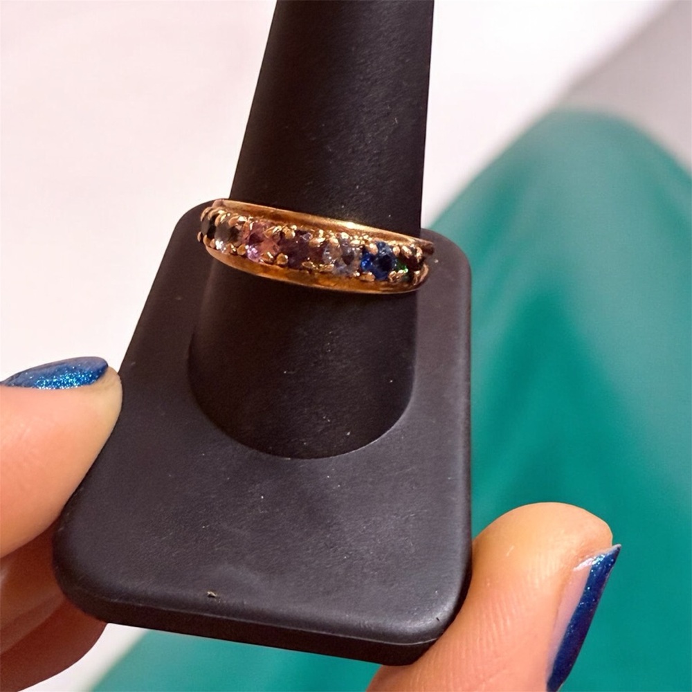 Elegant Gold Multi-Color Gemstone Ring